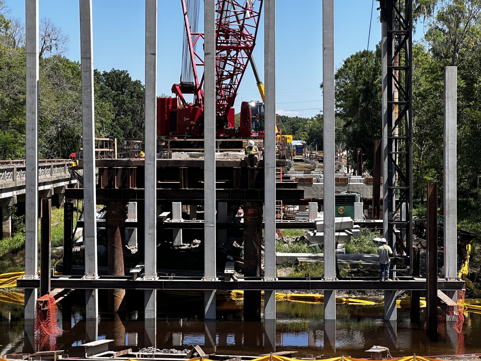 Crane working on bridge construction