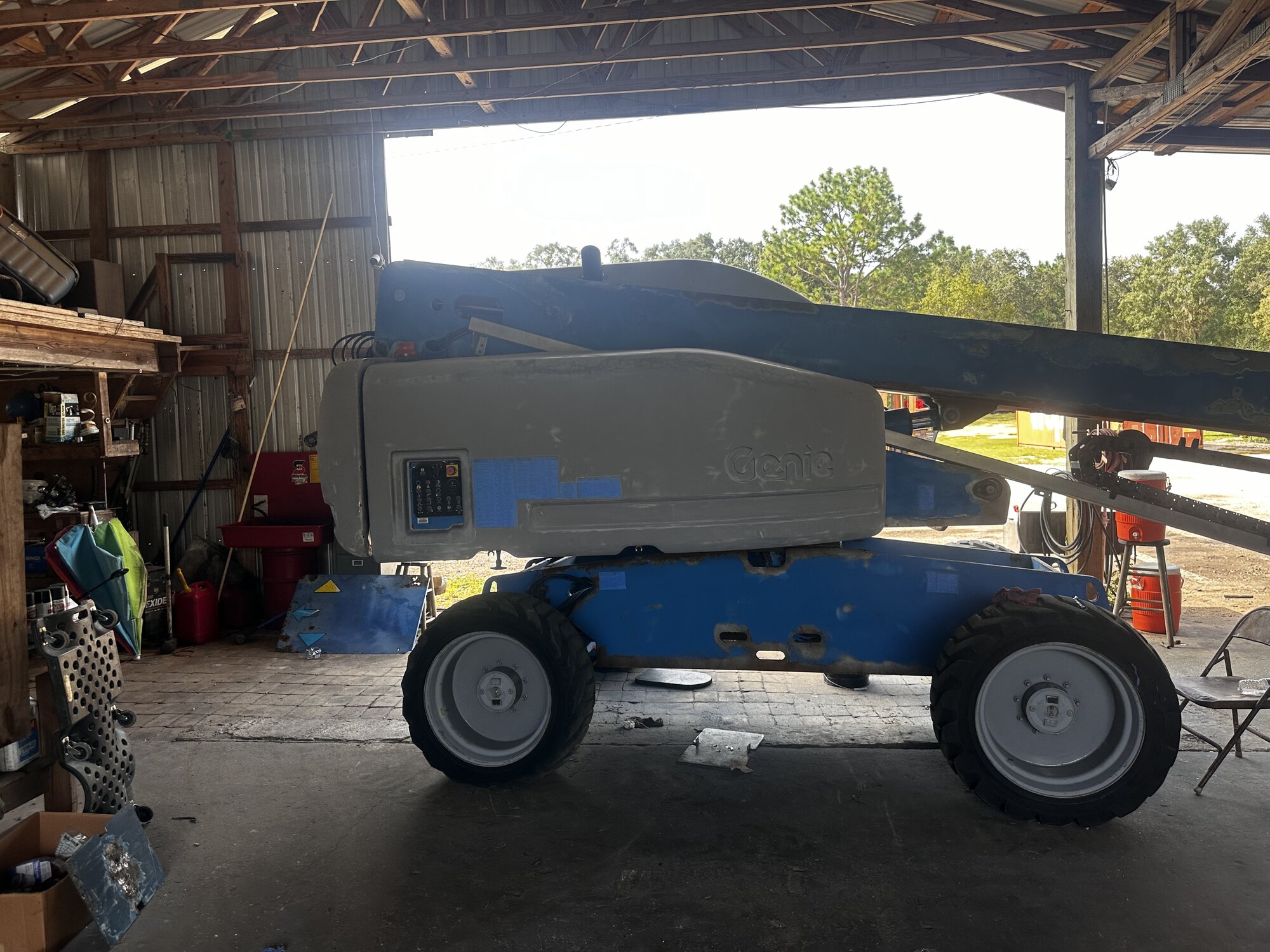 Crane equipment staged on trailer
