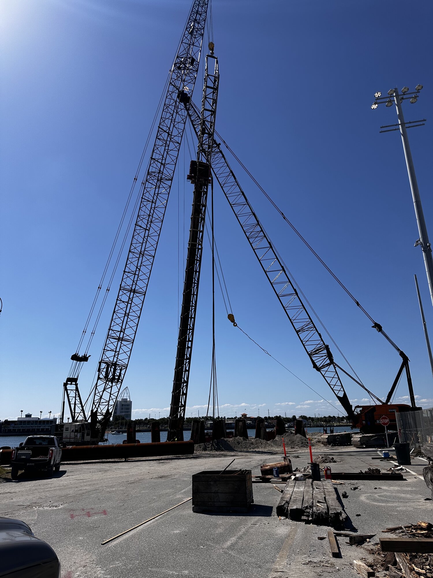 Crane at waterfront jobsite