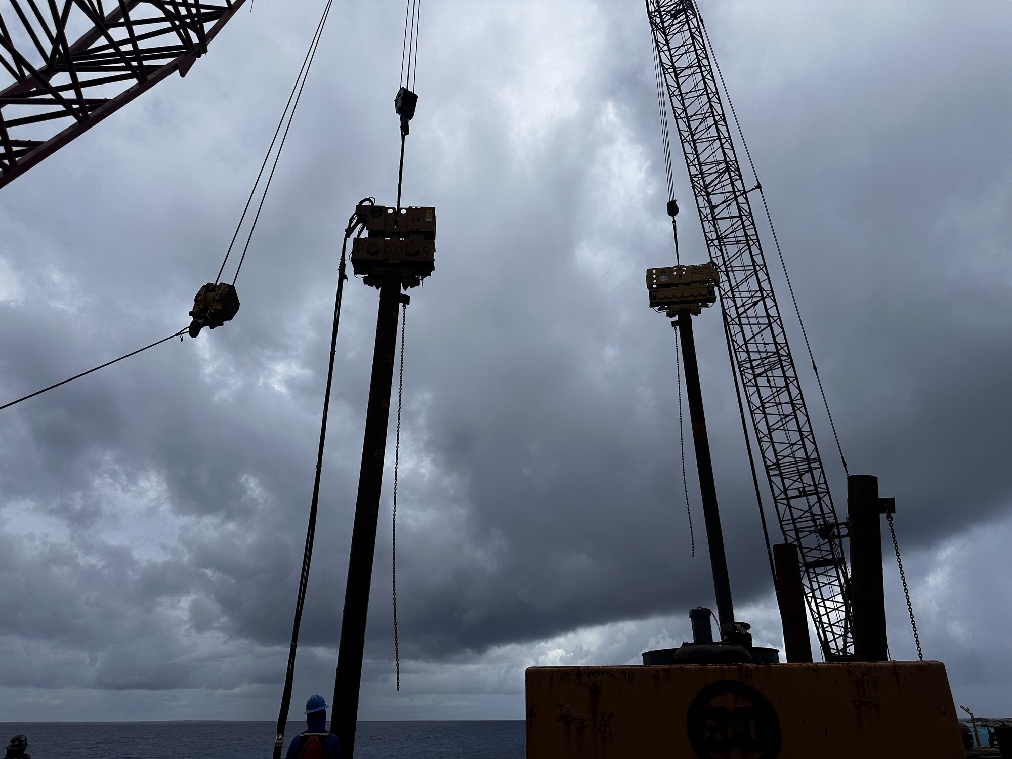 Pile driving equipment on jobsite