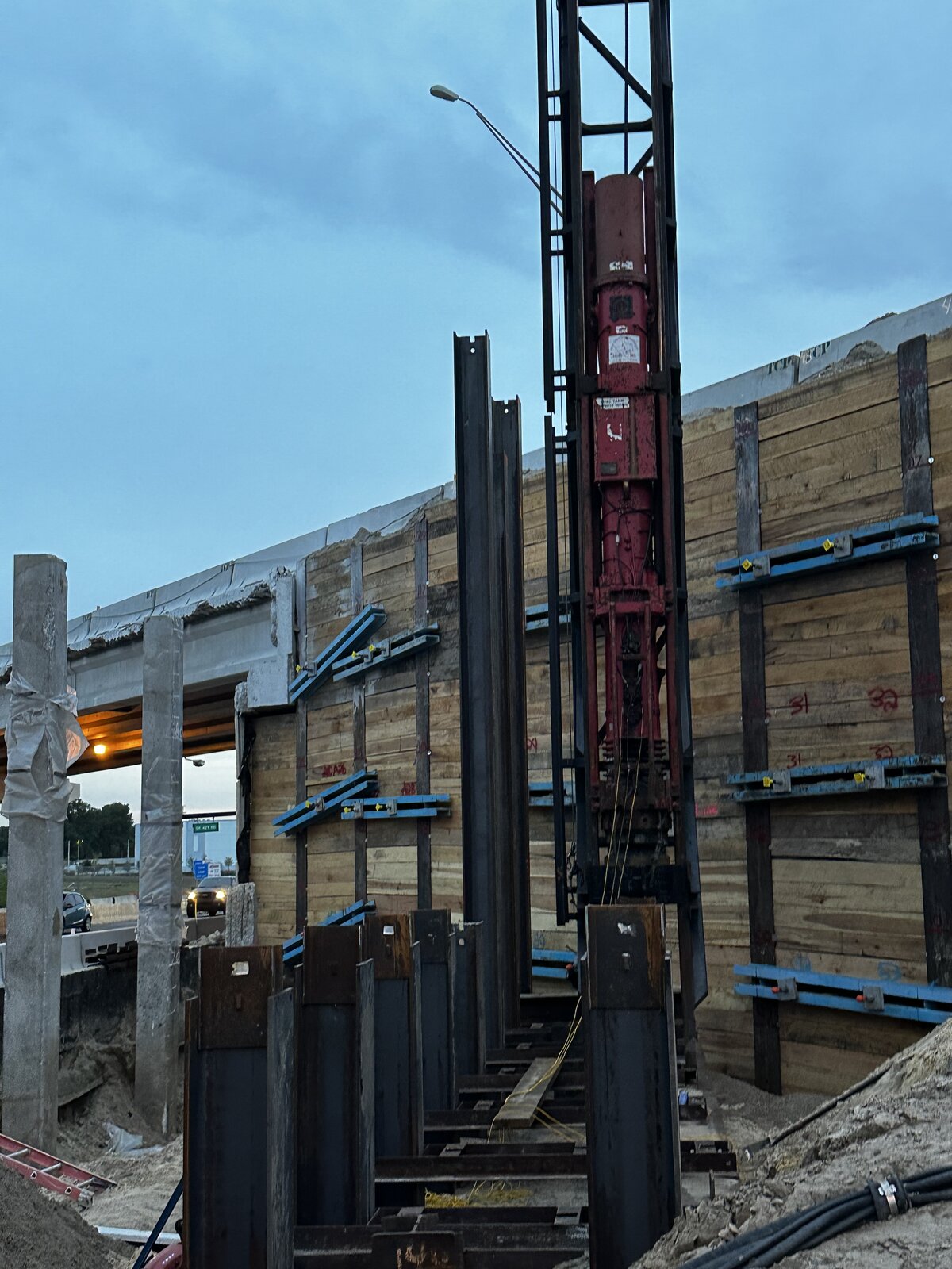 Completed sheet pile wall section