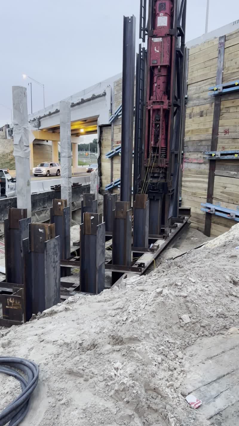 Pile driving hammer at work, video thumbnail